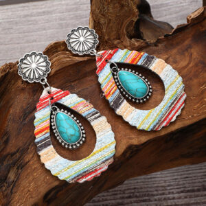 Abstract Teardrop Turqouise Earrings