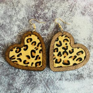 Animal Print Heart Shaped Earrings
