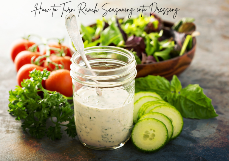 Ranch dressing in a mason jar with vegetables around it